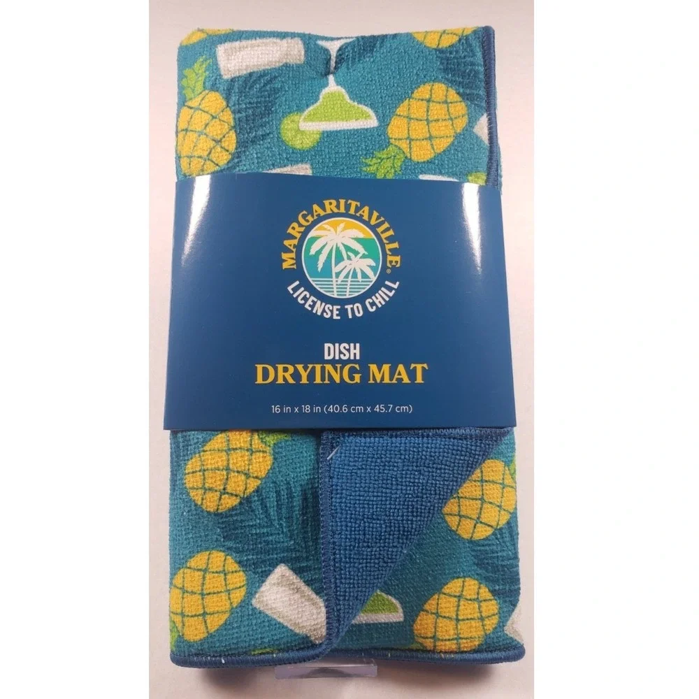 Margaritaville Cotton Kitchen Towel & Dish Mat Set Its 5'OClock Somewhere New